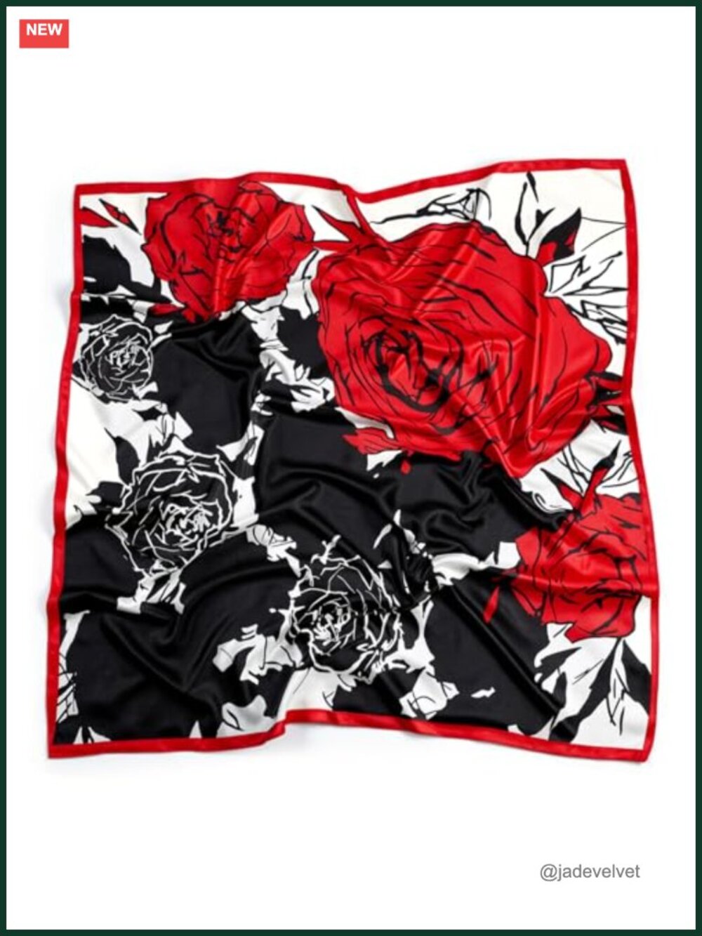 Large Square Silk Head Scarf for Women 35 inch Floral Bandana